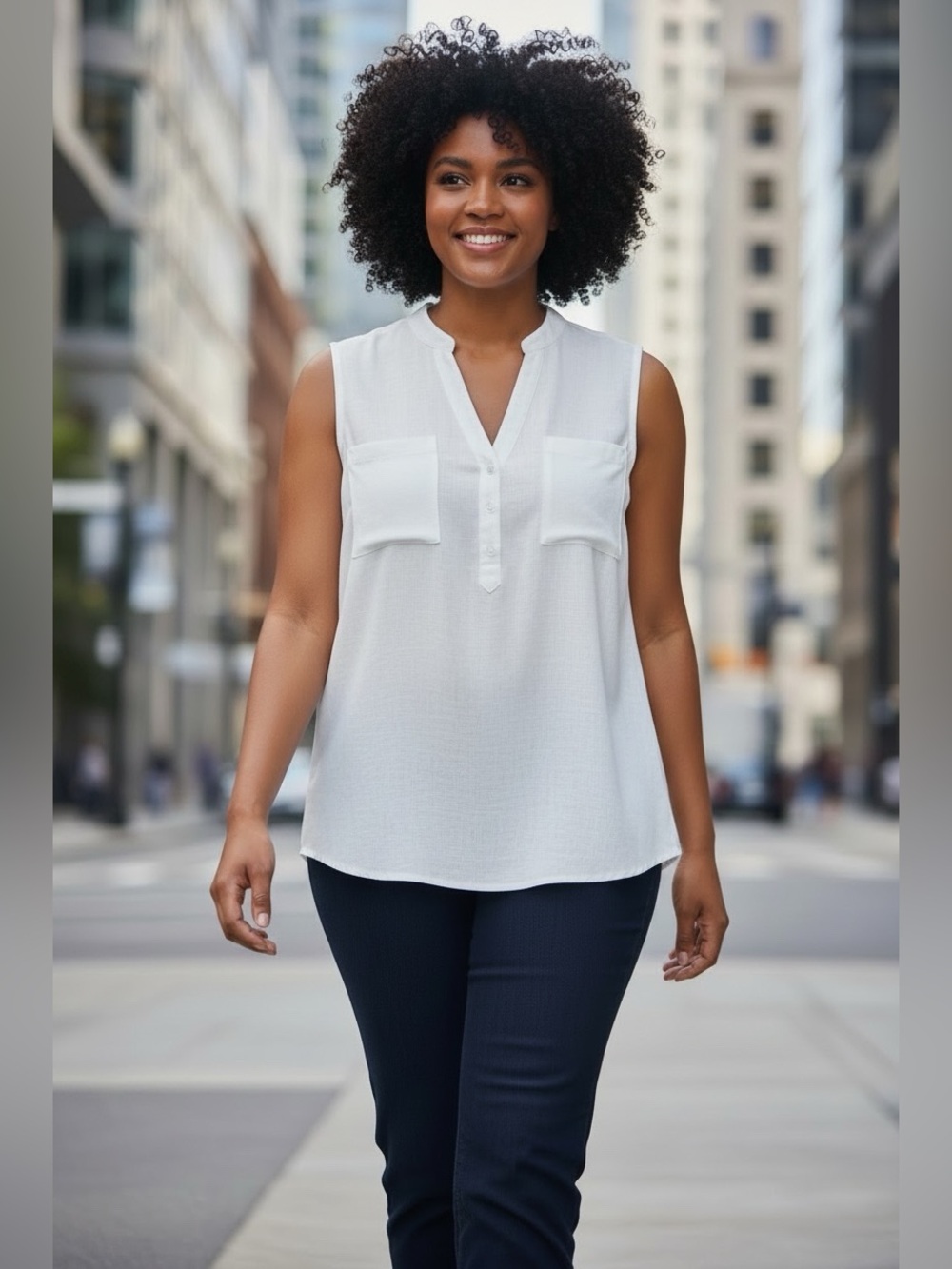 Torrid Linen-Blend Sleeveless White Blouse, 1